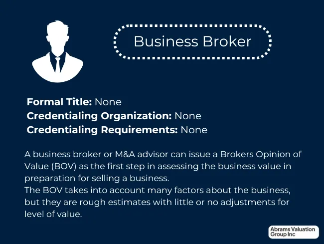 Types of Business Appraisers Broker AVGI